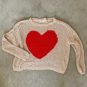 Oversized knit heart pullover